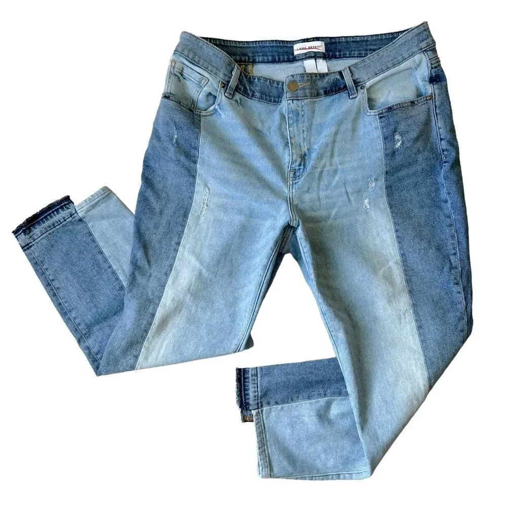 Lane Bryant Flex Magic Waistband High Rise Straight Color Block Crop Jeans